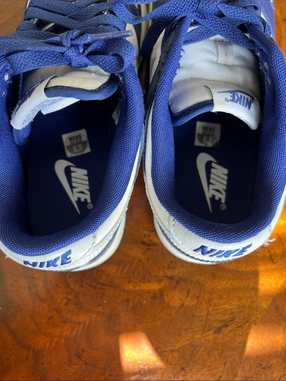 Nike White and Royal Blue Low-Top Sneakers